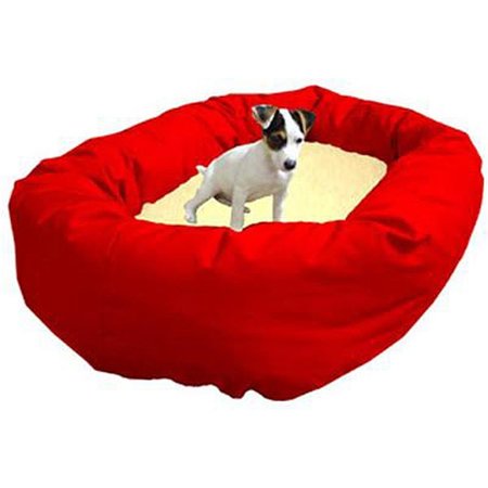 MAJESTIC PET 40 in. Large Bagel Bed- Red and Sherpa 788995612414